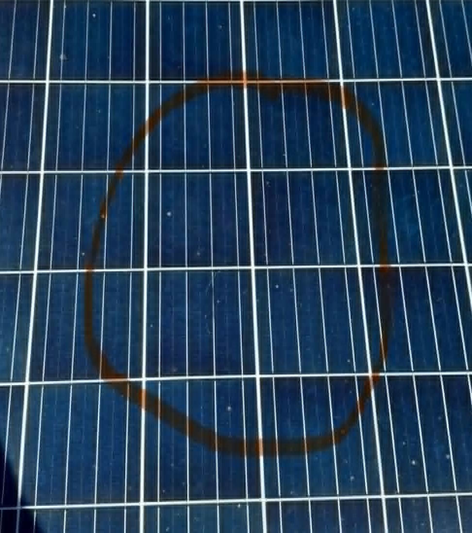 Burn on Solar panel Burning marks on solar panel
