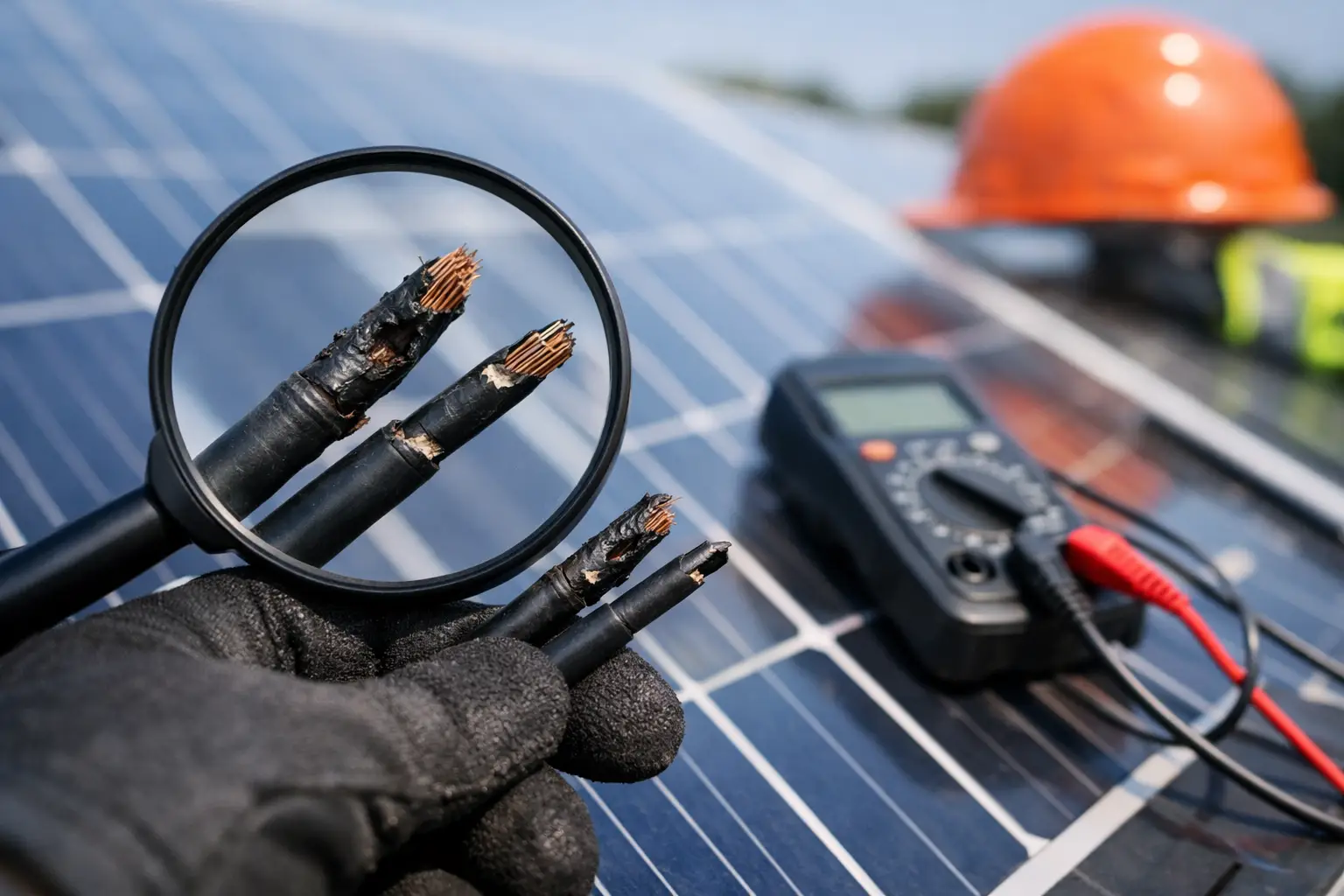 Damaged Solar Cable Inspection Guide