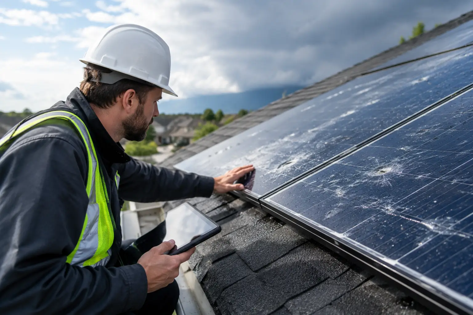 Roof Solar Damage Assessment After Hail and Storms